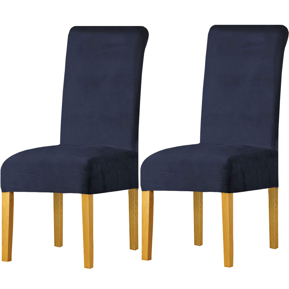 LANSHENG Dining Chair Covers Set of 2, Stretch High Back Chair Seat Protector Slipcovers, Washable Removable Kitchen Chair Covers for Dining Room (Navy Blue, Set of 2)