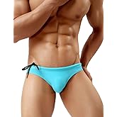 Arjen Kroos Men's Swim Briefs Bikini Swimwear Sexy Solid Color Swimsuit with 3D Pouch and Drawstrings