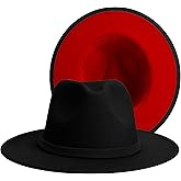 SAJUZEN Wide Brim Fedora Hats for Women Mens Felt Fedora Hats with Belt Buckle