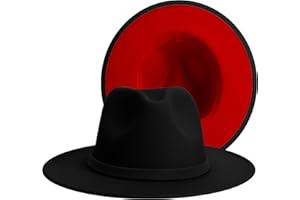 SAJUZEN Wide Brim Fedora Hats for Women Mens Felt Fedora Hats with Belt Buckle