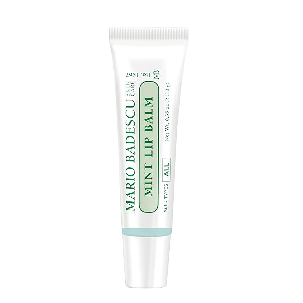MARIO BADESCU MOISTURIZING MINT LIP BALM FOR DRY CRACKED LIPS, INFUSED WITH COCONUT OIL AND SHEA BUTTER, ULTRA-NOURISHING LIP CARE MOISTURIZER FOR SOFT, SMOOTH AND SUPPLE LIPS, 0.35 OZ