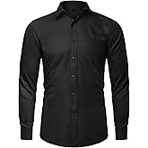 LUPURTY Mens Shirts Long Sleeve Regular Fit for Wedding Prom Business Casual Button Up Dress Shirt for Men