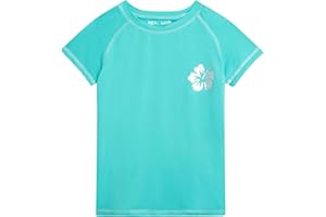 Real Love Toddler Girls Rash Guard - Quick Dry Sun Protection Swim Shirt Girls Short Sleeve Rash Guard Kids Swim Top (2T-16)