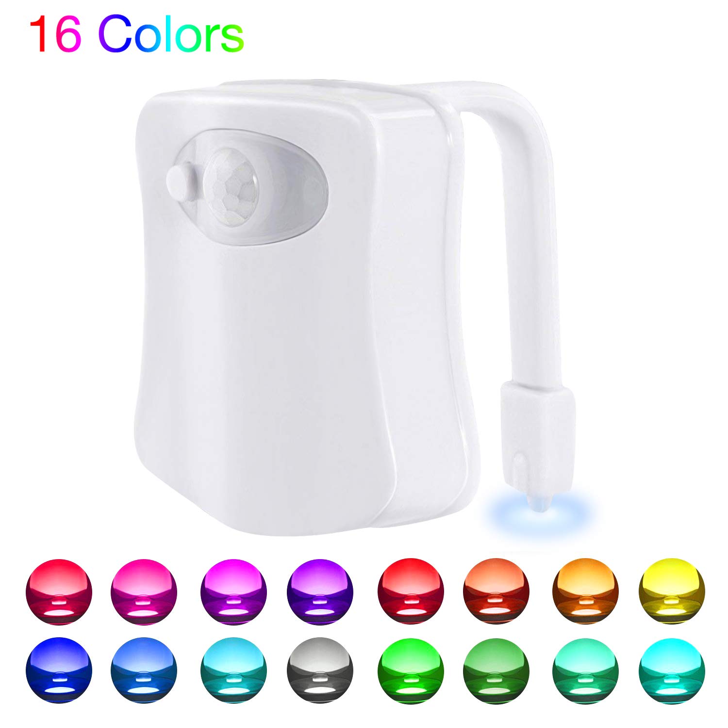 WEBSUN Toilet Night Light Motion Activated 16 Color Changing Led Toilet Seat Light 5-Stage Dimmer Motion Sensor Toilet Bowl Light