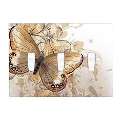 Pznen Triple Toggle Wall Plate, Butterfly Gold