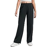 CRZ YOGA Girls SoftAura Wide Leg Casual Sweatpants with Pockets - Lounge High Waist Pants Drawstring Kids Teen