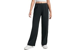 CRZ YOGA Girls SoftAura Wide Leg Casual Sweatpants with Pockets - Lounge High Waist Pants Drawstring Kids Teen