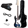 Safstar Electric Bass Guitar 4 Strings Full Size Electric Bass with Amp Cord Strap & Carrying Bag, Rosewood Exquisite Stylish