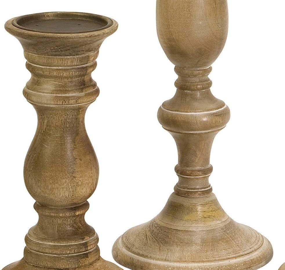 IMAX Mason Natural Wash Wood Candleholders - Set of 5 Vintage Candle Stands - Home Decor Accessory: Home & Kitchen