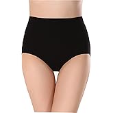 AI Washable Absorbency Urinary Incontinence Underwear for Women Seamless Cotton Leak Proof High Waist Panties, Black (Large)