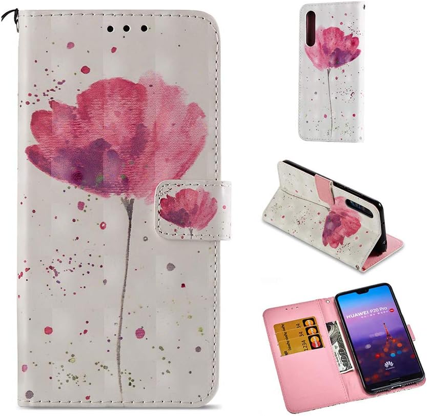 UDIKEFO Huawei P20 Pro Case, Huawei P20 Pro Wallet Case, [Wrist Strap Design][Kickstand] [Card/Cash Slots] 3D Pattern Premium PU Leather Wallet Phone Cases Flip Cover for Huawei P20 Pro