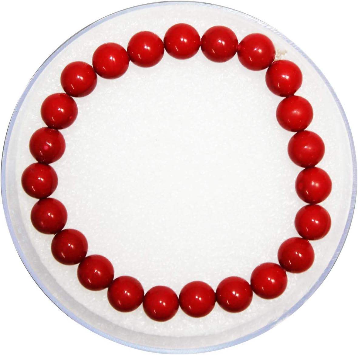 Bhavika Fashion Natural Gemstones Healing Crystal Stretch Beaded Bracelet for Men & Women (Red Coral)