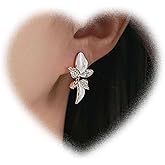 W WEILIRIAN Boho Leaf Drop Earrings Crystal Leaf Earrings Enamel Leaf Stud Earrings Rhinestone Leaf Dangle Earrings Jewelry for Women