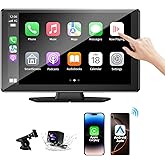 Leadtree 9 inch Portable Wireless carplay Screen for car & Android Auto HD Touchscreen With1080P Backup Camera/Mirror Link/Na