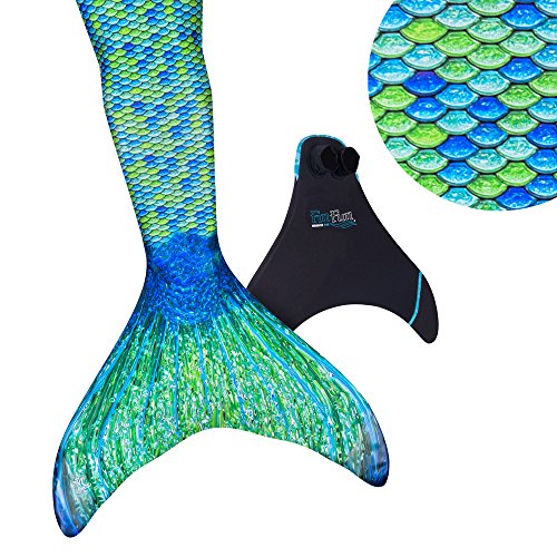Fin Fun Mermaid Tail, Reinforced Tips, Monofin, Aussie Green, Size Child 6