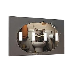Xuejiaku Light Switch Cover Mouse Sitting On Toilet