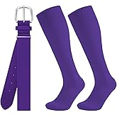 THUKYB Youth Adult Baseball Softball Socks and Belt Combo, Athletic Cushioned Socks for Boys Girls Men Women