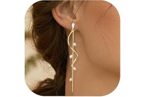 RITACH Gold/Silver Clip on Earrings Non Pierced for Women - 14K Gold Plated Long Tasse Drop Dangle Clip Earrings - Cubic Zirconia Leaf Earrings for Women Gold Wedding Jewelry Gifts