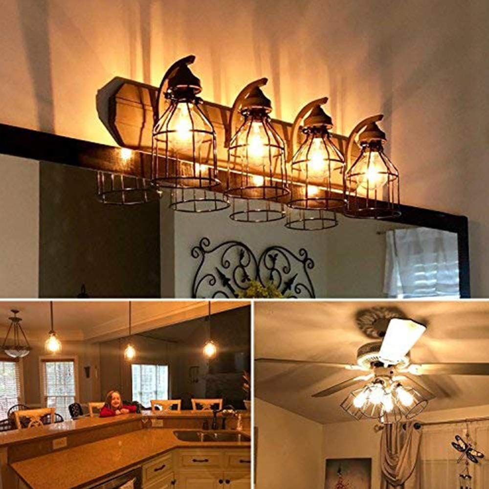 Kohree Metal Bulb Guard Lamp Cage, for Pendant Light, Lamp Holder, Ceiling Fan Light Bulb Covers Vintage Open Style Industrial Grade Adjustable 4 Packs(Cage ONLY): Home Improvement