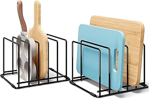 Cutting Board Organizer for Kitchen, Cookie Sheet Storage Rack, Cabinet Dividers Holder with 5 Slots for Cutting Boards, Baki