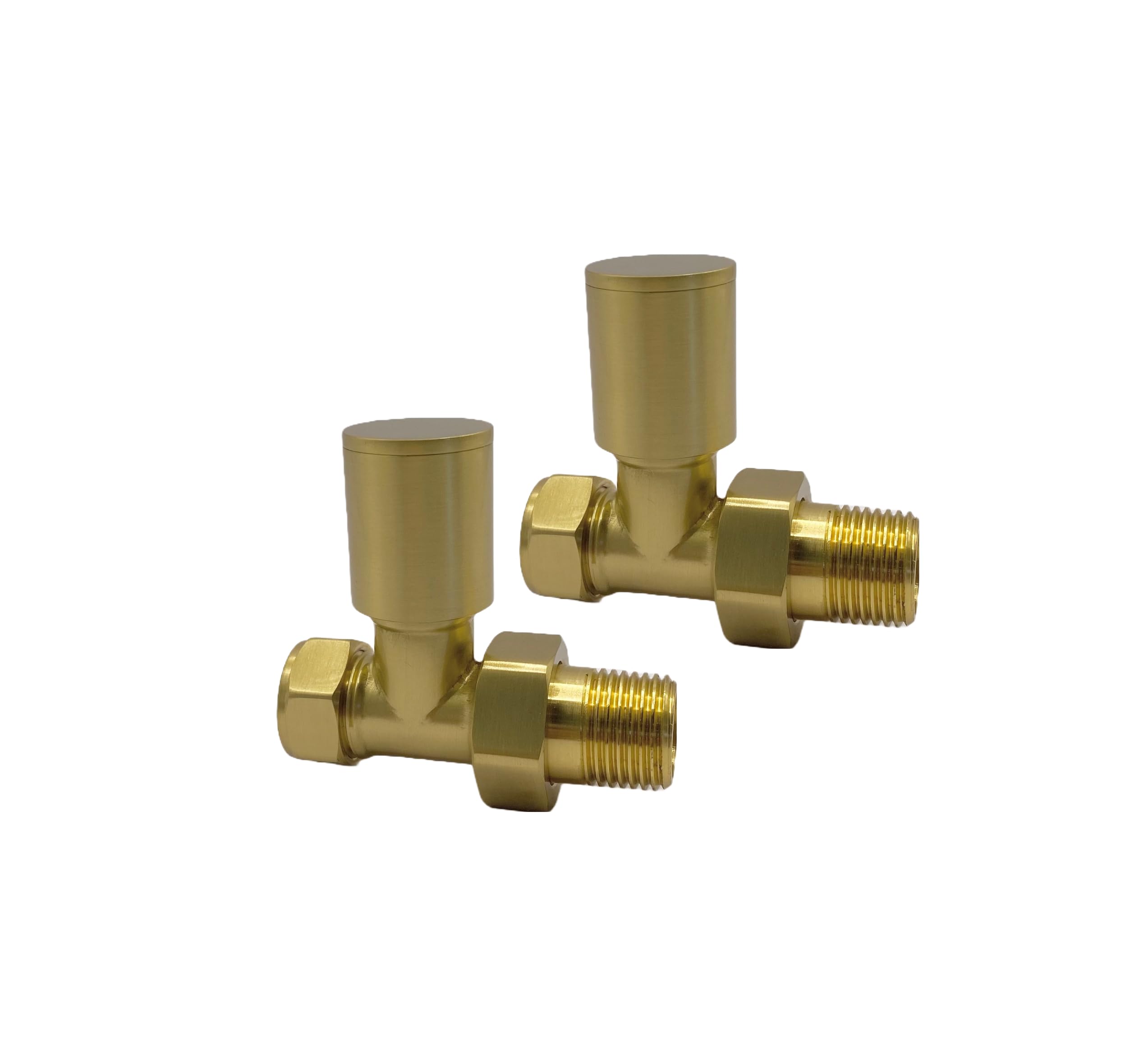 Greened House Alton Brushed Brass/Gold Straight Towel Rail Valves 1/2" /15mm Radiator valves