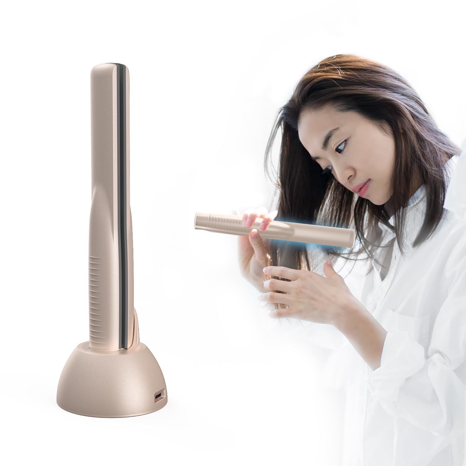 Kiboer 超音波 トリートメントアイロン 髪質改善 浸透促進 ヘアダメージ補修 充電スタンド...