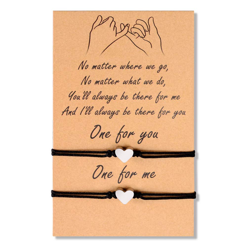 BOCHOI Heart Pinky Promise Distance Matching Bracelets for Best Friend Couples Adjustable Relationship Bracelets Girlfriend Boyfriend Women Men Teens Girl Lover Jewellery