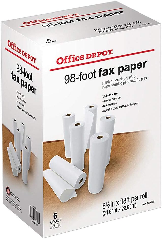 Office Depot(R) High-Sensitivity Thermal Fax Paper, 1/2" Core, 98ft. Roll, Box Of 6 Rolls
