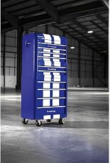 Sealey AP28COMBO2BWS 10 Drawer Retro Topchest Rollcab Combo Blue White Stripes view 2