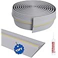 DGSL Universal Garage Threshold Seal Strip with Sealants/Adhesive, 12FT Waterproof Garage Door Bottom Rubber, DIY Garage Door Weather Stripping Replacement, Grey