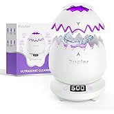 Ultrasonic Retainer Cleaner Machine for Dentures | 45kHz Dental Cleaning Pod for Aligner, Nightguard, Braces, Jewelry, Watch, 3 Timer Modes - with Cooling Fan & Removable Base (Light Purple)