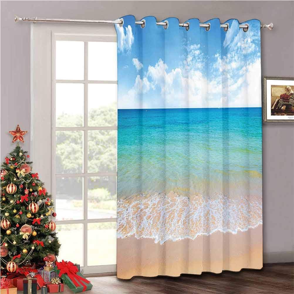 Aishare Store Patio Door Curtains, Tropical Summer Season Scenic View