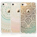 iPhone 7 Case, CarterLily [3-Pack] Ultra Thin Colorful Mandala Henna White Flower Cute Art Pattern TPU Rubber Flexible Slim Skin Soft Scratch Resistant Case for iPhone 7 (For iPhone 7 4.7'' 02)