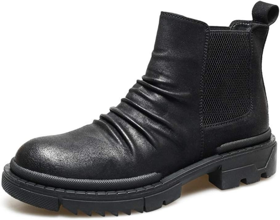 leather slope heel boots