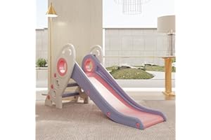 DEER COCO Toddler Slide Indoor Slide for Toddlers 1-3, Slides for Kids Slide Freestanding Playset, Play Climber Slide Extra Long Slipping Slope Baby Slide Playground Toys for Toddlers, Foldable Slides (Purple)