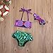 3Pcs Kids Baby Bowknot Mermaid Bikini Set Top+Briefs+Headband Bathing Suit (90, Purple+Green)