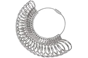 Meowoo Metal Ring Sizer Measuring Tool with Magnifier, Metal Ring Guage for Ring Measurer and Ring Sizer Clear and Intuitive Reading. Plastic Ring Sizer with Lens, 1-17