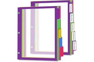 5Tab Binder Dividers with Tabs, Letter Size 8.5 * 11inch 2 Set Plastic Page Dividers for 3 Ring Binder Clear (10)