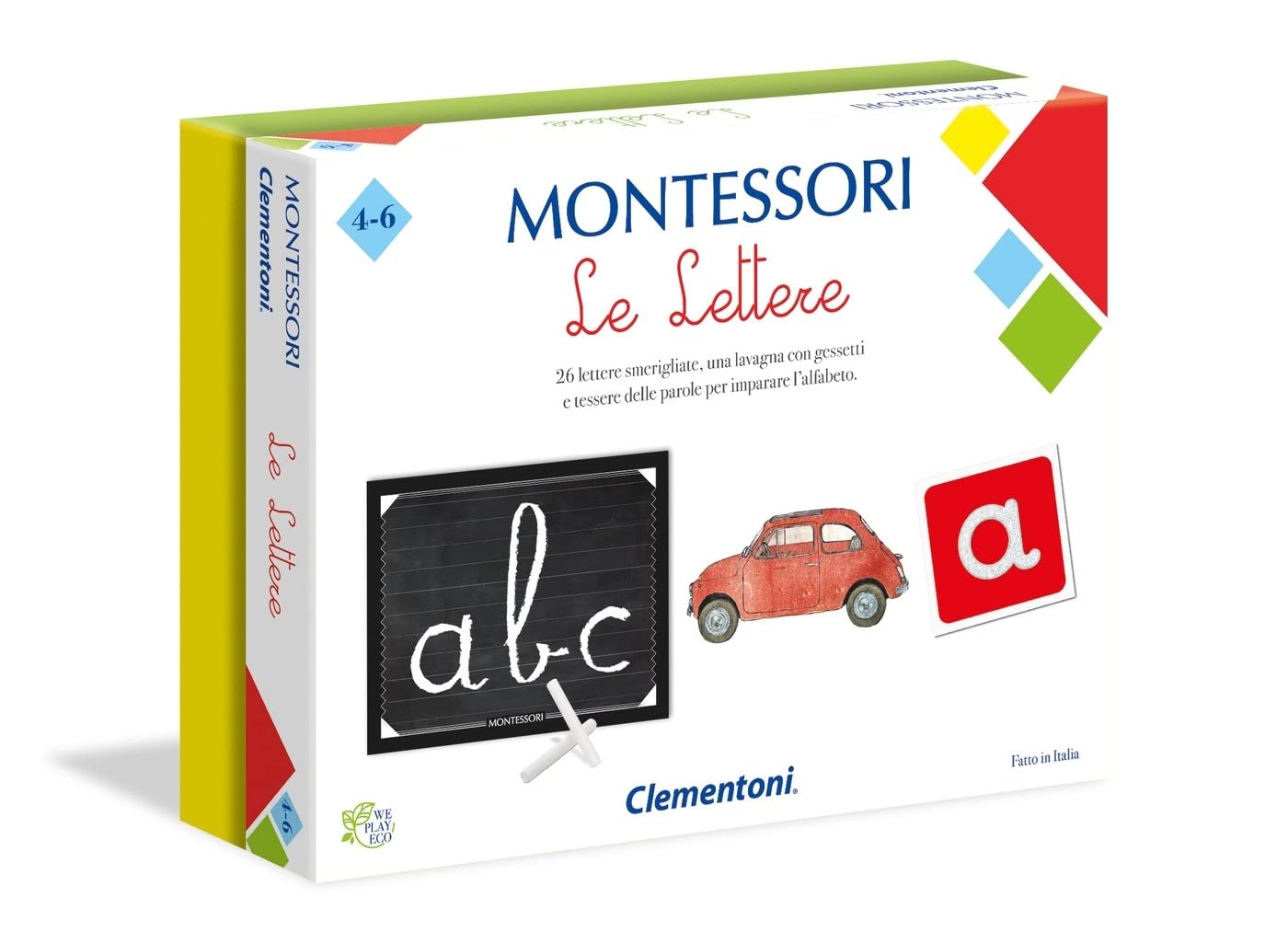 Clementoni 16098, Montessori, The Letters, Made in Italy, Montessori Game 3 Years, Montessorian Method Educational Game (Italian Version), Game for Learning Letters