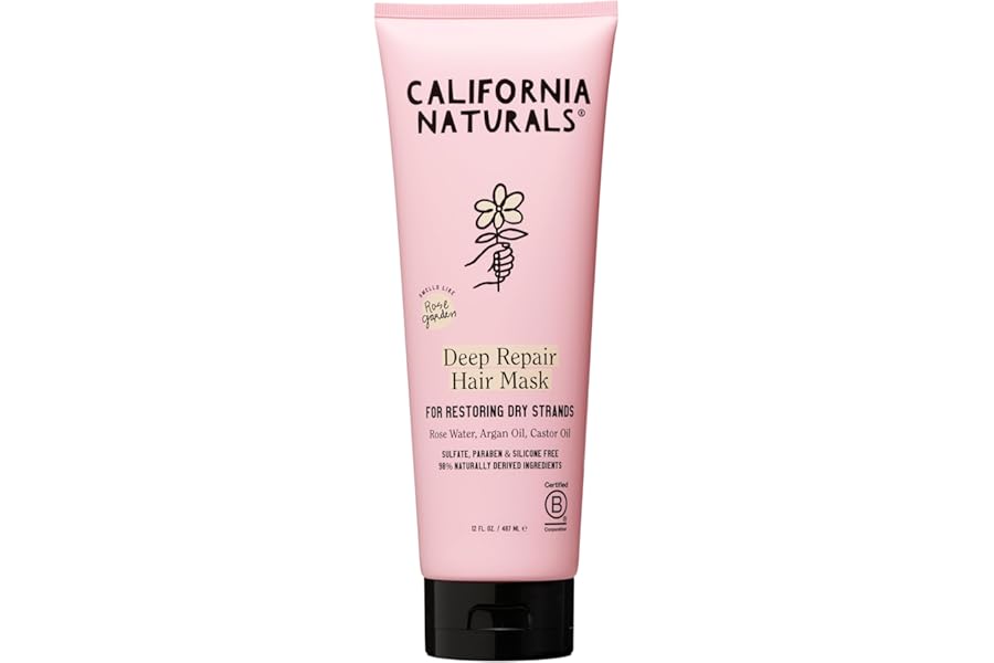 California Naturals Deep Repair Hair Mask, Paraben and Sulfate Free, Deep Conditioner for Dry, Damaged Hair, Nautral, Vegan, Hydrating and Conditioning, For Curly, Frizzy, All Hair Types, 12 fl oz