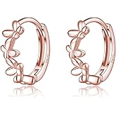 SLUYNZ Solid 925 Sterling Silver Small Butterfly Earrings Hoop for Women Teens Cluster Butterfly Hoop Earrings Huggie