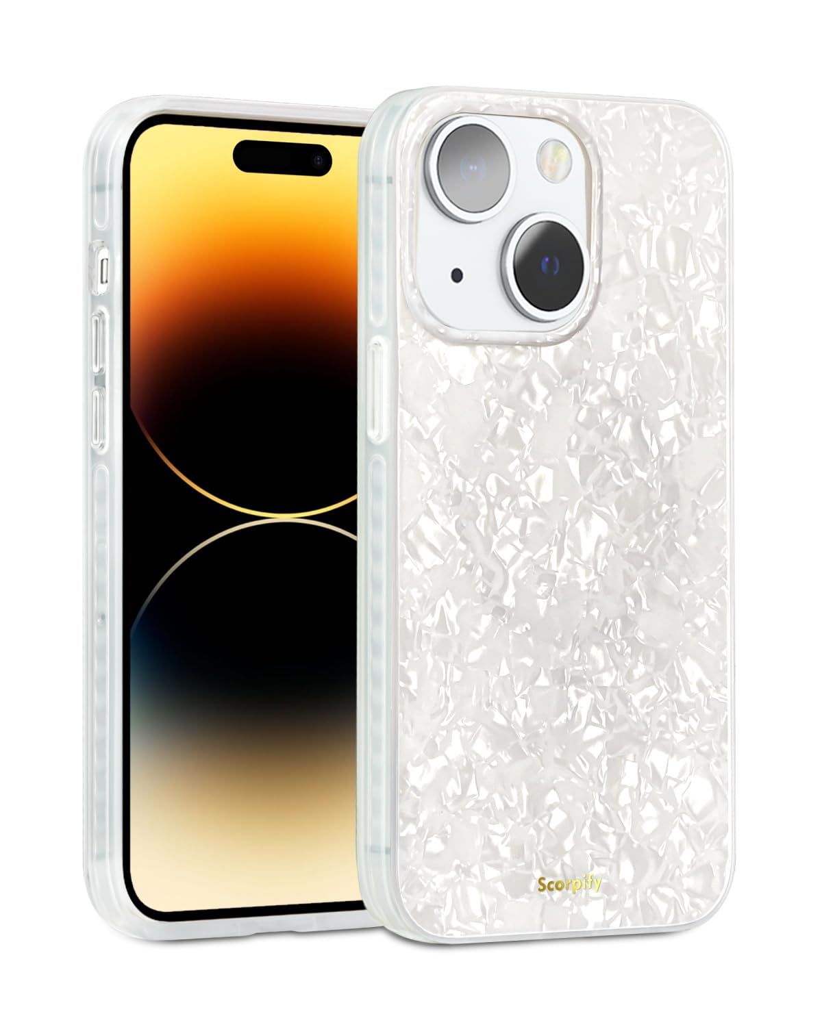 SCORPIFY for iPhone 15 Plus Case [Compatible with MagSafe] with White Pearl Design, Cute Clear Magnetic Phone Cover for Women Girls and Men, Slim Bumper with Mother of Pearl Shell Pattern — image 1