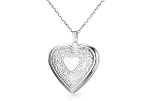 YOUFENG Oval Round Flower Locket Necklace that Holds Pictures Photo Locket Pendant