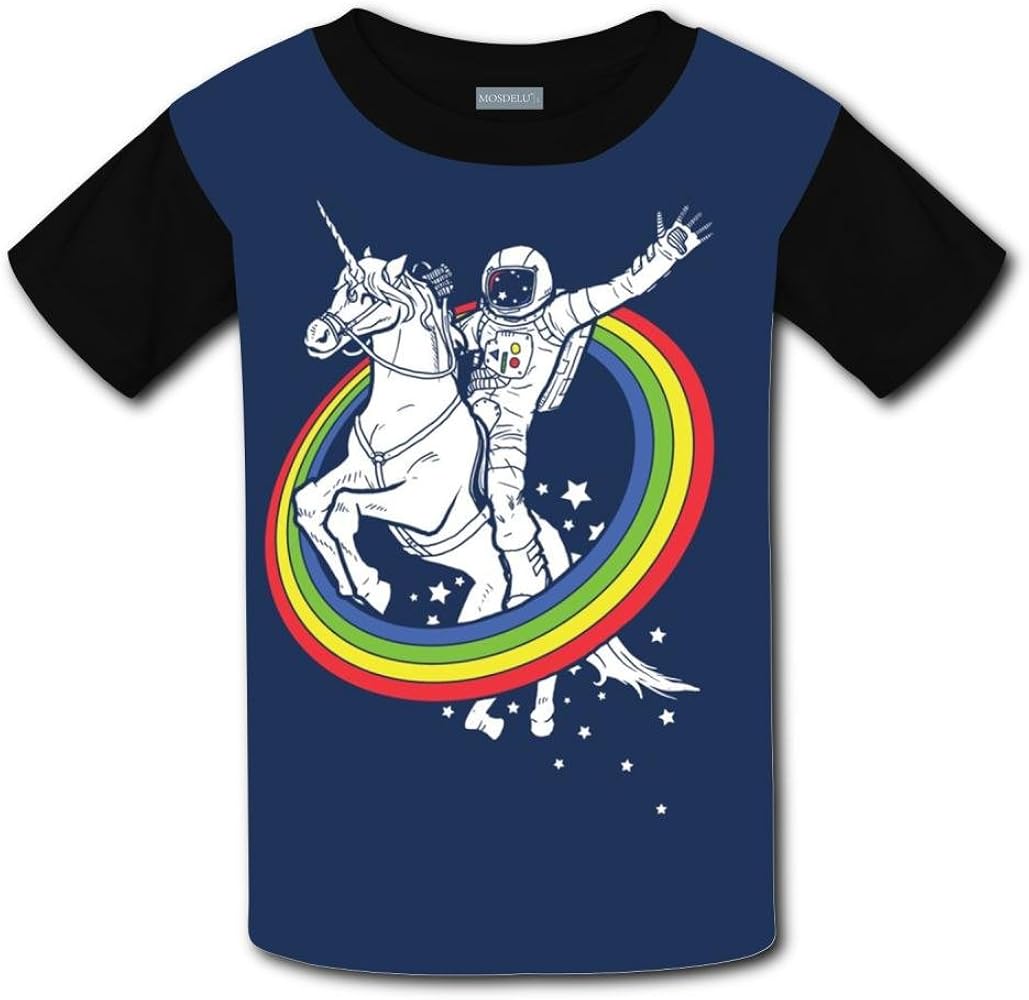 Amazon Com Yangjio T Shirts Spaceman Ride Horse 3d Print Short Sleeve For Youth Clothing