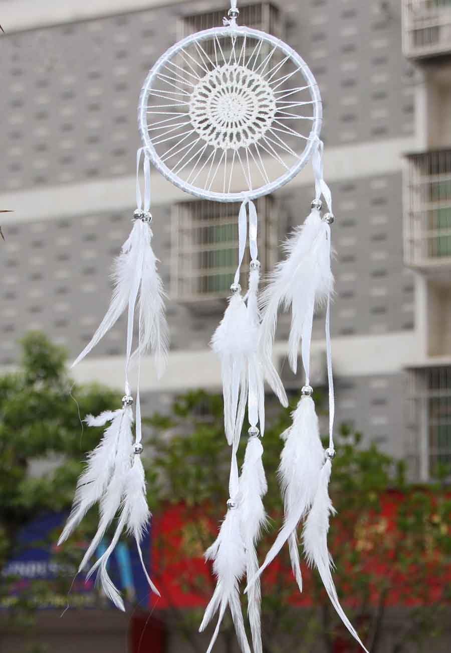{Factory Direct Sale} Handmade Dream Catcher Circular Net with Feathers Wall Hanging Decoration Decor Ornament Craft Gift New