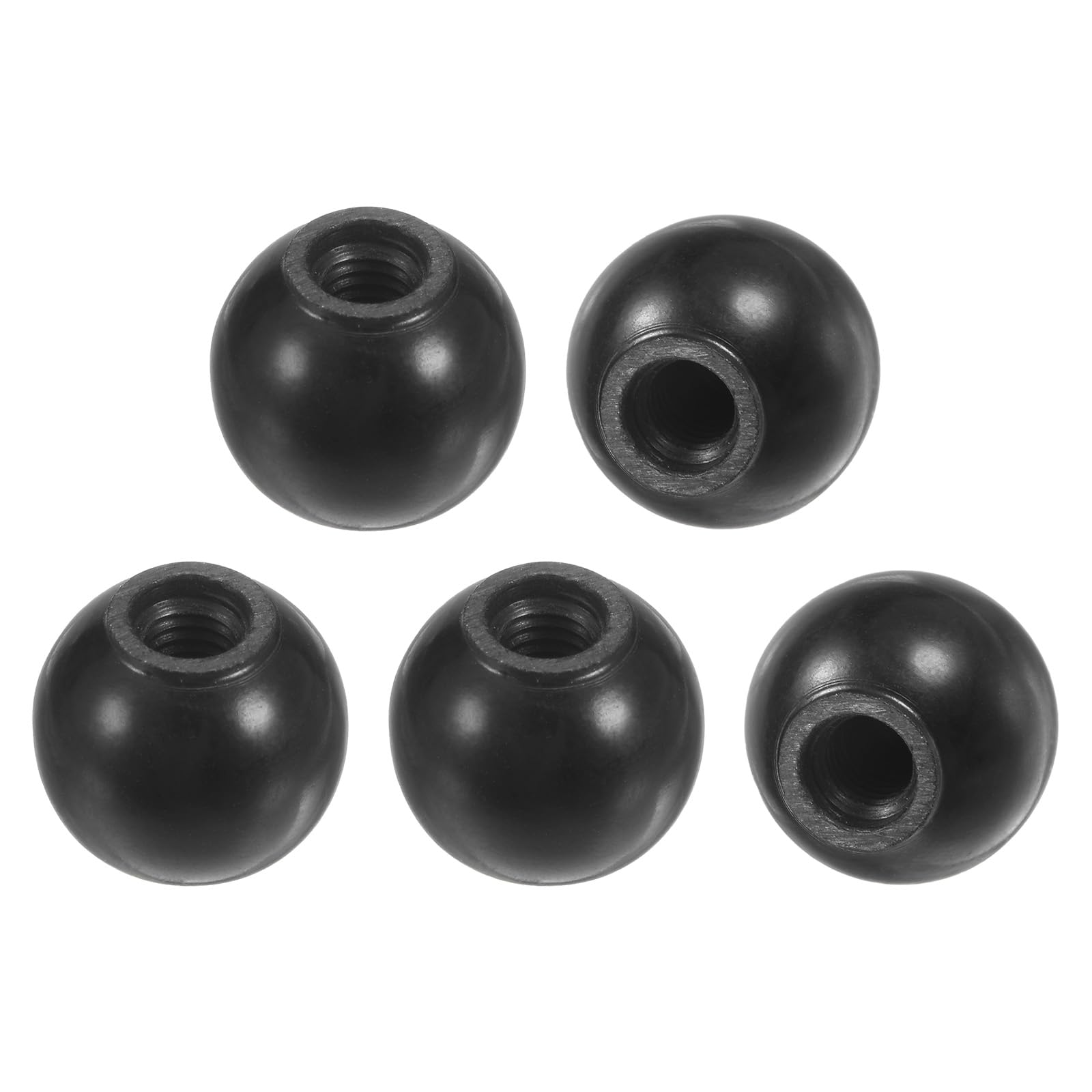 M METERXITY 5-Pack Threaded Ball Knobs, M4 Female Thread 12mm Dia. Thermoset Ball Knob for Lathe/Machine/Lawn Mowers, Round Phenolic Lever Handle [Black]
