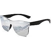 FEISEDY Trendy Rimless Mirrored One Piece Lens Sunglasses Reflective Sun Glasses B4114