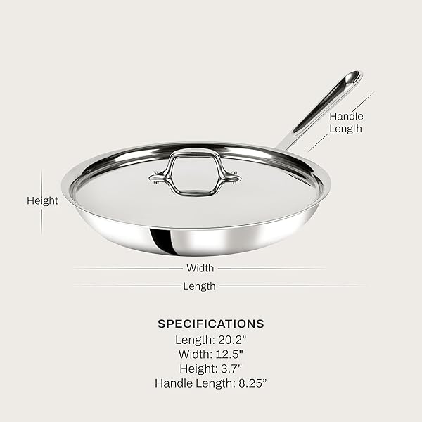 ALL-CLAD D3® STAINLESS STEEL 12 INCH FRYING PAN WITH LID- MADE IN THE USA- THE ORIGINAL BONDED PROFESSIONAL COOKWARE- OVEN SAFE & INDUCTION COMPATIBLE