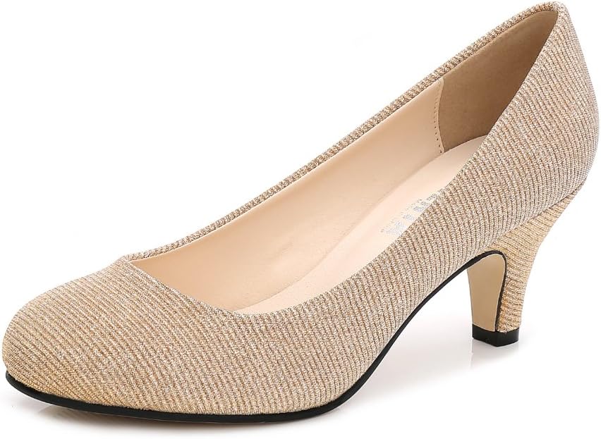 OCHENTAWomen's Low Heel Slip On Bridal Dress Pumps