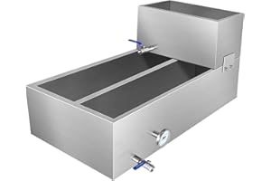 POPMOON Maple Syrup Evaporator Pan, 304 Stainless Steel with 2 Valves & 1 Thermometer & 1 Divided Pan for Efficient Boiling, 35x24x18.5 Inch